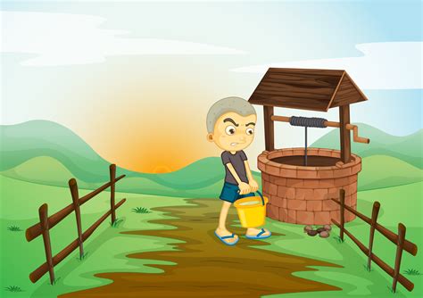 Boy And Water Well 525451 Vector Art At Vecteezy