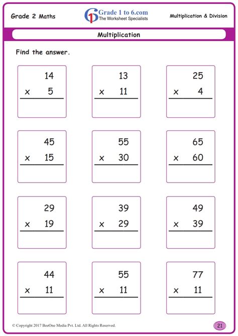 Grade 2 Multiplication Worksheets