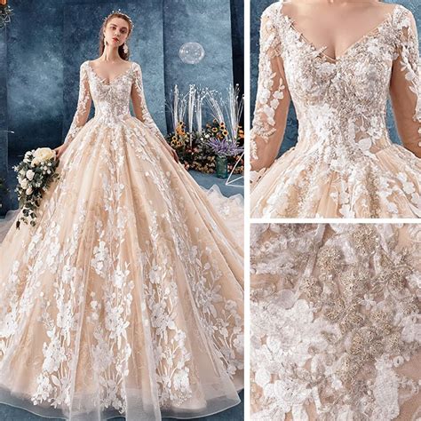 ✅ browse our daily deals for even more savings! Romantic Champagne See-through Wedding Dresses 2019 Ball ...