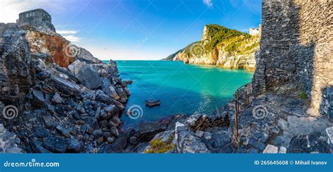 Panoramic View Of Porto Venere Bay In Liguria Italy Stock Photo