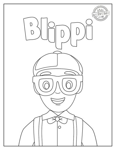 A Coloring Page With The Words Blippi And A Man Wearing Goggles On His Head