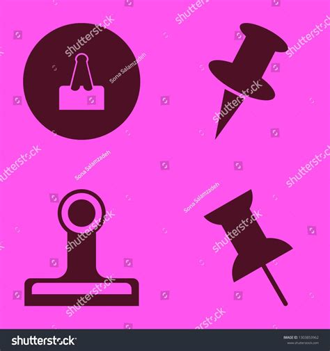 Clip Icon Set With Paper Clip And Push Pin Vector Illustration Ad