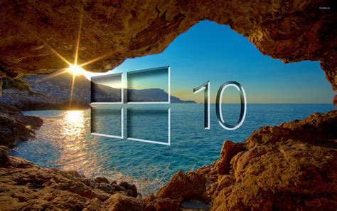 Windows 10 Over The Cave Transparent Logo Wallpaper
