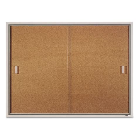 Enclosed Indoor Cork Bulletin Board W Sliding Glass Doors By Quartet® Qrtd2401