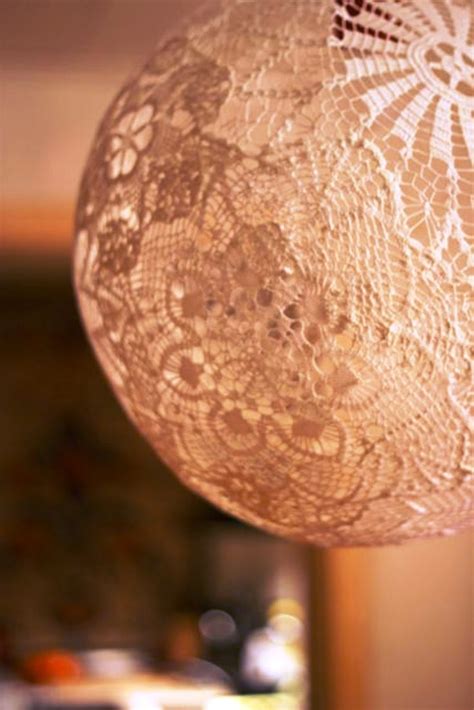 Top 10 Gorgeous Lace Crafts Diy Lace Lamp Diy Lace Lamp Shade Doily