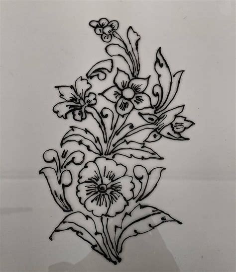 Outline Pictures Of Flowers For Glass Painting View Painting