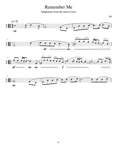 Rememberme Sheet Music For Piano Solo