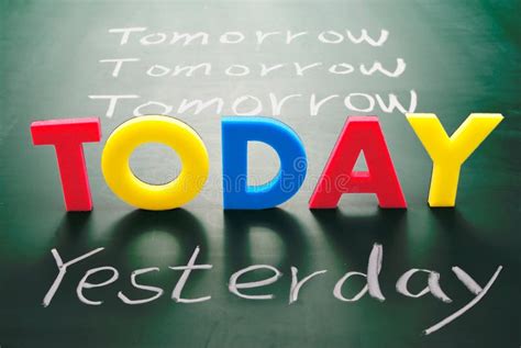 Today Yesterday And Tomorrow Words On Blackboard Stock Image Image