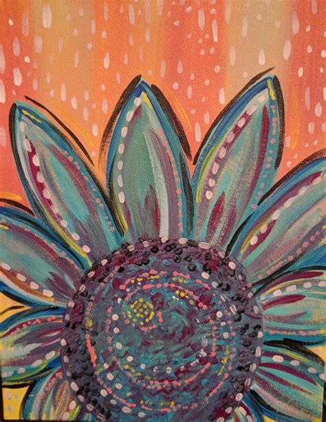 Boho Flower Painting Bohemian Painting Whimsical Flower Art Floral