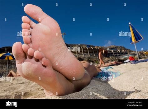 Woman S Feet On The Beach Stock Photo Royalty Free Image Alamy