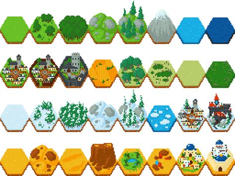 Fantasy Hex Tiles By Cuddlyclover In 2022 Pixel Art Characters Pixel