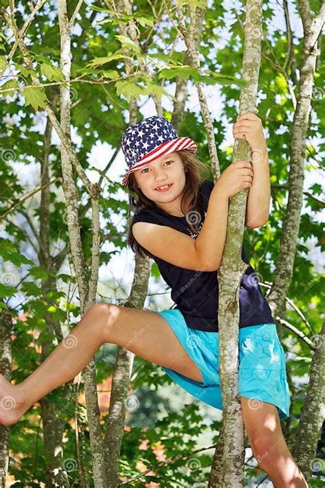 Girl Climbing A Tree Stock Photo Image Of Female Stars 21600762