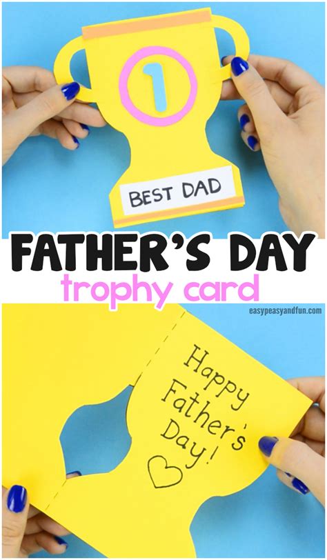 All you have to do is grab some colored papers, scissors, string, markers, and your creativity! Father's Day Trophy Card - With Printable Trophy Template - Easy Peasy and Fun
