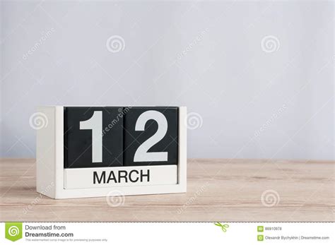 March 12th Day 12 Of Month Wooden Calendar On Light Background