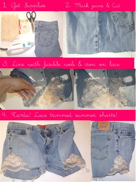 White Lovely Diy Lace Trimmed Denim Shorts No Sew