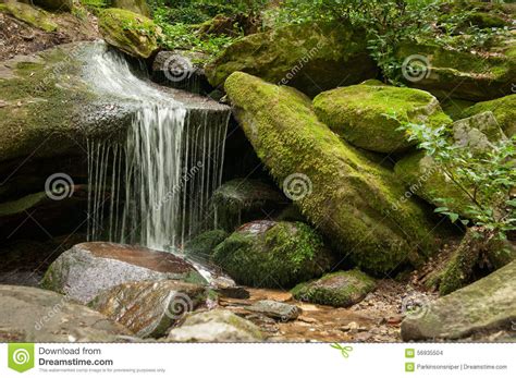 Mossy Rocks Waterfall Stock Photo Image Of Nature Flow 56935504
