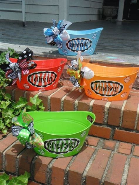 It's less expensive, more unique, more creative and more personal. monogrammed basket, bucket.....great graduation gift ...