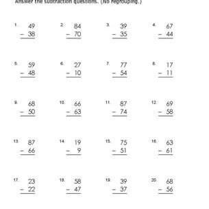 Two digit subtraction with regrouping, two digit subtraction without regrouping. Worksheets for Two-Digit Subtraction Without Regrouping
