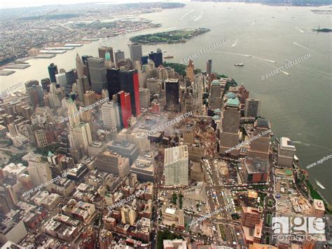 Aerial View Of Lower Manhattan And New York Harbor On Sept 27 2001