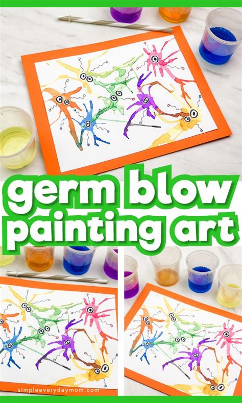 Make This Cute Germ Blow Painting Art With Straws Preschool Art