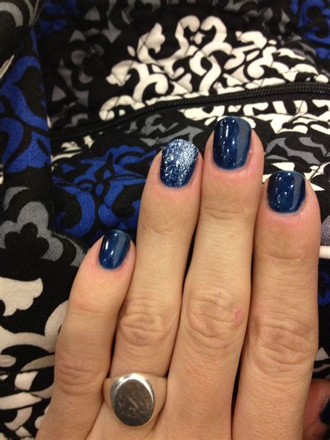 Winter Blue Shellac With Silver Glitter Accent Cdn Color Midnight