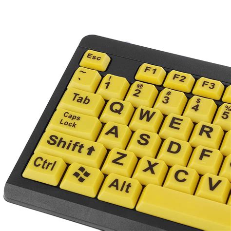 Big Black Letter Print Yellow Button Usb Wired Keyboard For Elderly