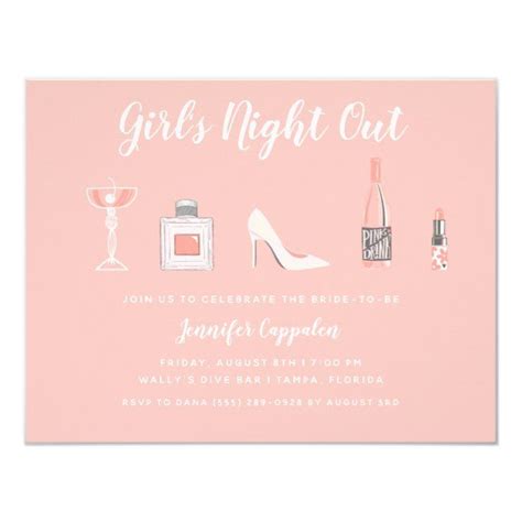 Girls Night Out Bachelorette Party Invitation Pink Bachelorette Party Pink