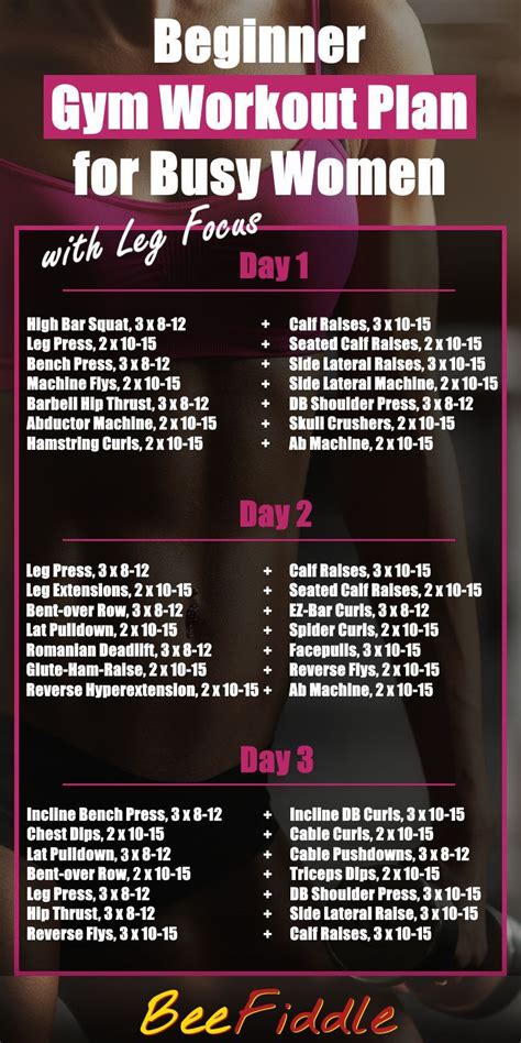 Beginner Gym Workout Plan For Busy Women Beginners Gym Workout Plan