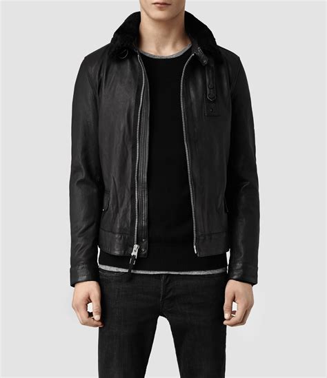 Allsaints Lawson Leather Jacket In Black For Men Lyst