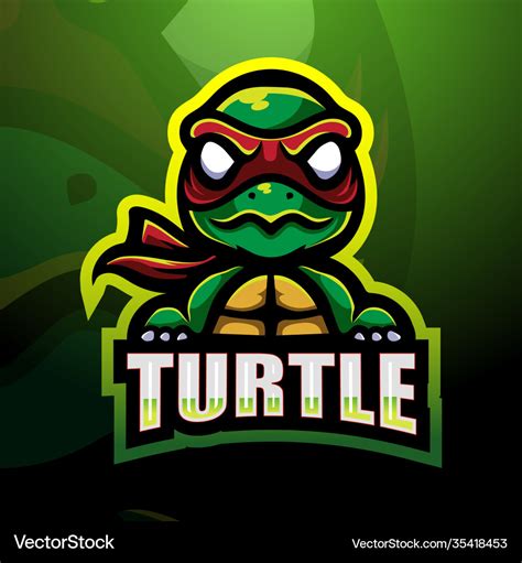 Turtle Mascot Esport Logo Design Royalty Free Vector Image