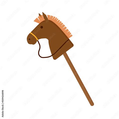 Isolated Horse Stick Toy Icon Hobby Horse Wooden Horse Toy Vector