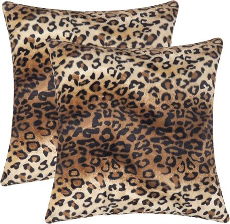 Carrie Home Leopard Print Pillow Covers Faux Fur Decorative