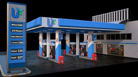 High Detailed Gas Station 3d Model Cgtrader