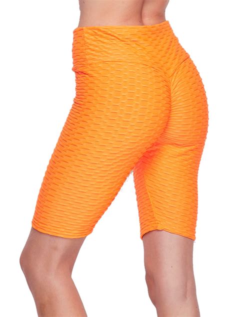 Womens High Waistband Luxury Scrunch Butt Lifting Biker Short Leggings Yoga Bike Shorts