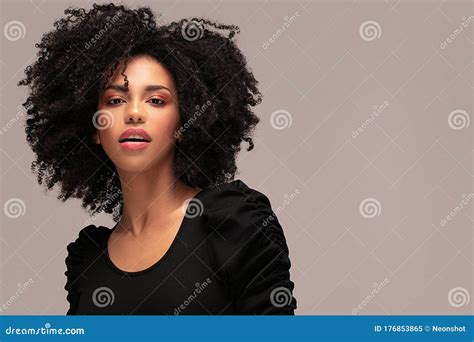 Beautiful Afro Woman Posing In Studio Stock Image Image Of Beauty