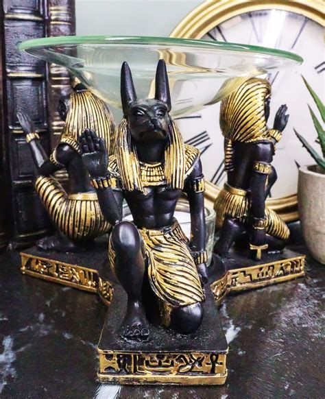 Buy Ebros T Ancient Egyptian Gods Horus Anubis And Pharaoh Kneeling On Hieroglyphic Pedestal