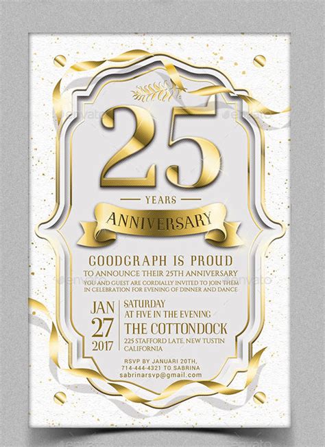 3 25th Anniversary Invitation Card Designs And Templates Psd Ai