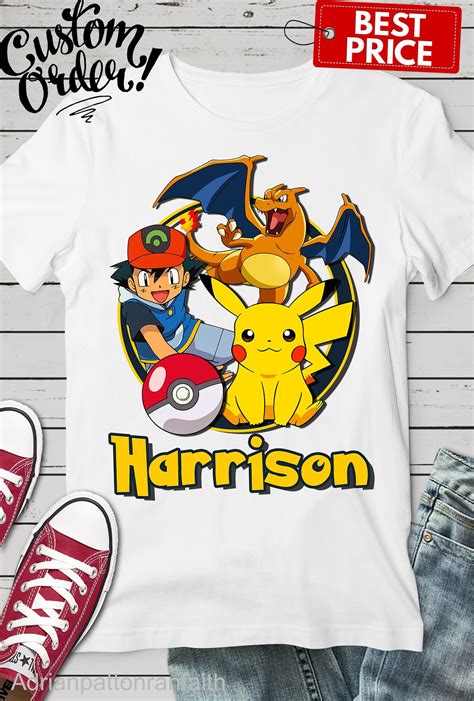 Personalized Pokemon Birthday Shirt Pokemon Pikachu Theme Etsy