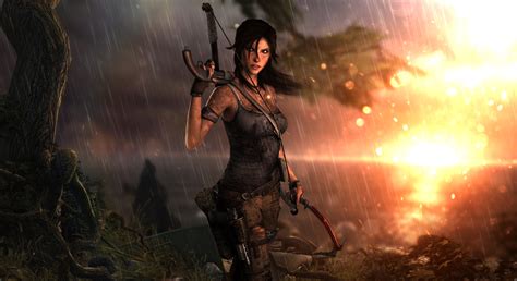 Fondos De Pantalla 10000x5451 Tomb Raider 2013 Lluvia Lara Croft Húmedo