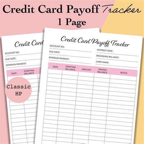 Credit Card Payoff Tracker PDF Credit Card Payment Credit | Etsy