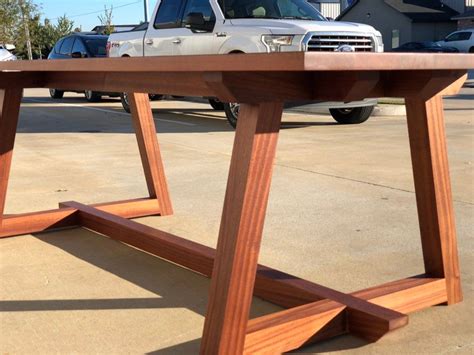 The base of this trestle assembly is incredibly strong and sturdy. Modern Sapele Wood Dining Table (Mahogany) (Trestle) (Farmhouse) | Wood dining table, Diy dining ...