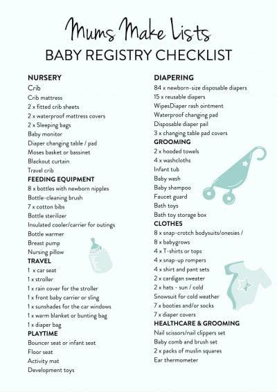 New Baby Shopping List Baby Essentials Checklist Printable