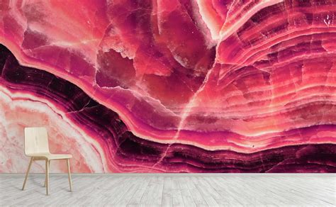 Magenta Pink Layered Natural Stone Wall Mural Nebula