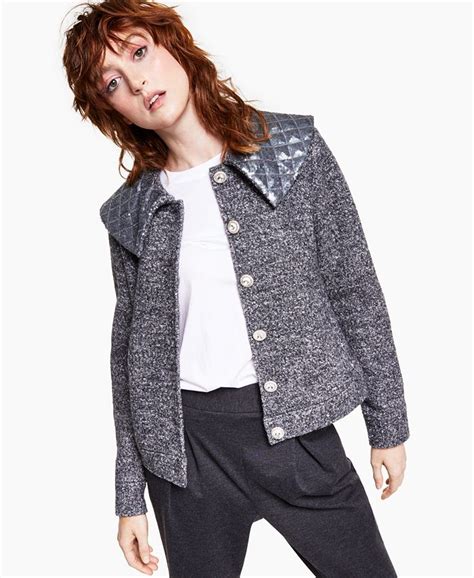 Inc International Concepts Sequined Collar Button Down Jacket Created