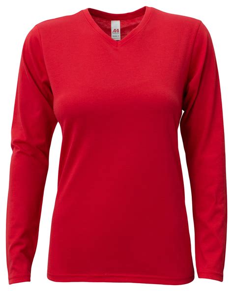 A4 Ladies Long Sleeve Softek V Neck T Shirt Alphabroder