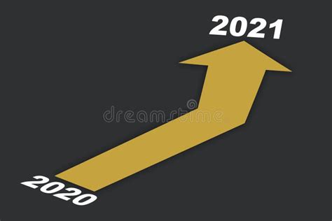 2020 To 2021 And Three Yellow Arrow On Grey Background Stock