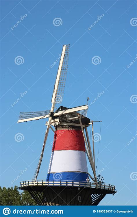 Molen De Valk Windmill In Leiden Netherlands Editorial Photography Image Of View Flag 149323037