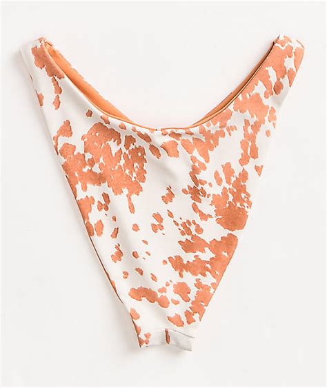 Damsel Dex Braga De Bikini De Pierna Alta Naranja Y Blanca Reversible