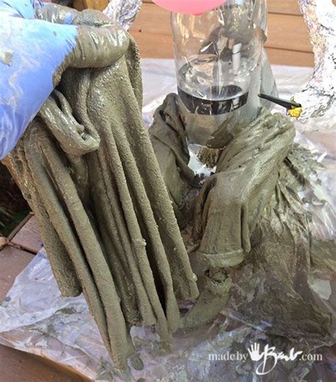 DIY Concrete Witch Ghoul - madebybarb - draped concrete spook witch