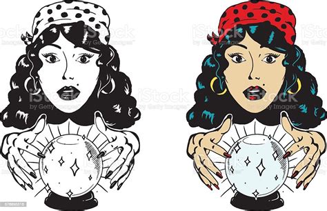 Fortune Teller With Crystal Ball Stock Vector Art And More Images Of